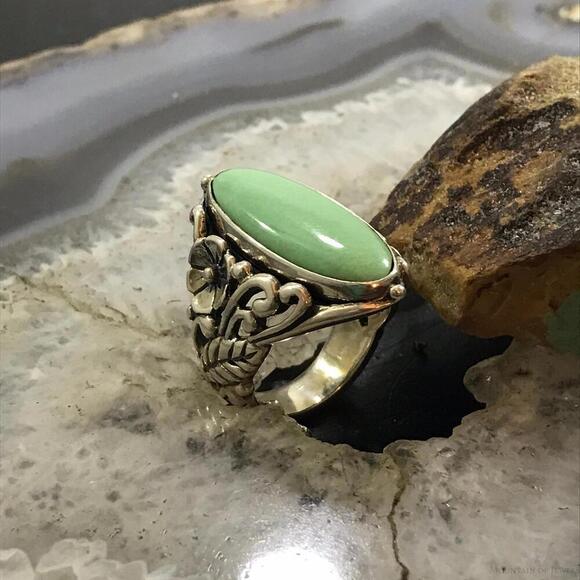 Carolyn Pollack Sterling Silver Elongated Oval Variscite Ring Size 6 For Women - Picture 3 of 10